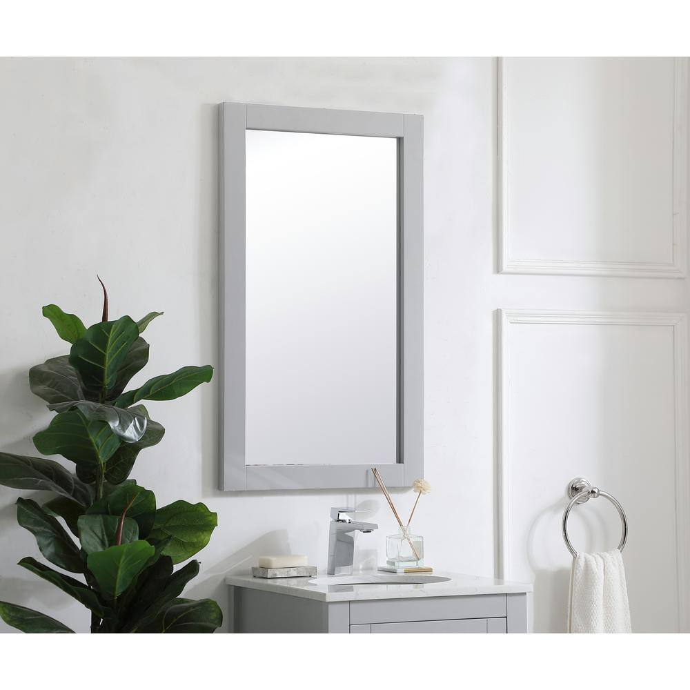 Gray Rectangular Wood Bathroom Vanity Mirror 18 x 32 Inch