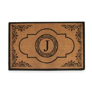 Abrilina Handcrafted 30 in. x 48 in. Entry Coir Double Door Monogrammed-J Mat