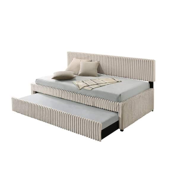 Farid Cream Twin Size Daybed With Twin Trundle Included