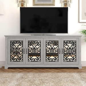 Calidia 68.2 in. Dusty Gray Oak with Gray Stone 4 Door Wide TV Stand Fits TV's up to 75 in.