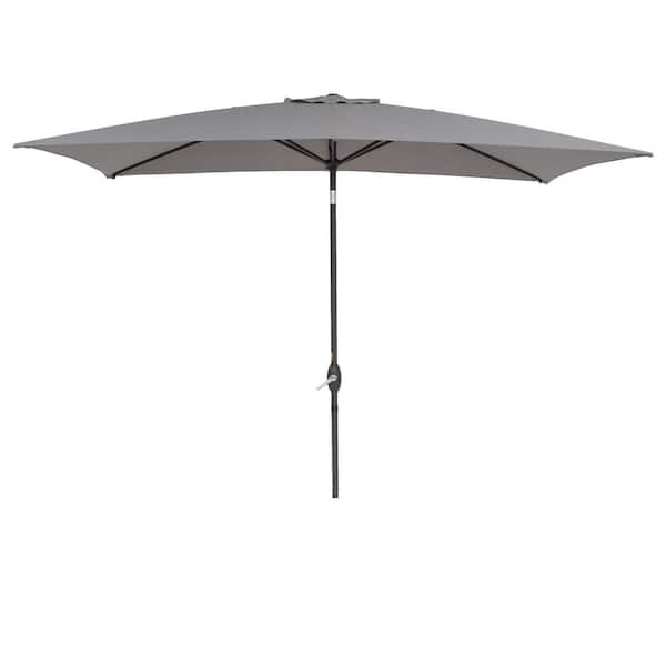 Inner Decor Seymo 10 ft. x 6.5 ft. Steel Rectangular Market Tilt Patio Umbrella in Gray Without Base