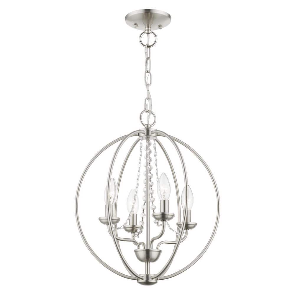 Arabella Brushed Nickel and Crystal 4-Light Chandelier