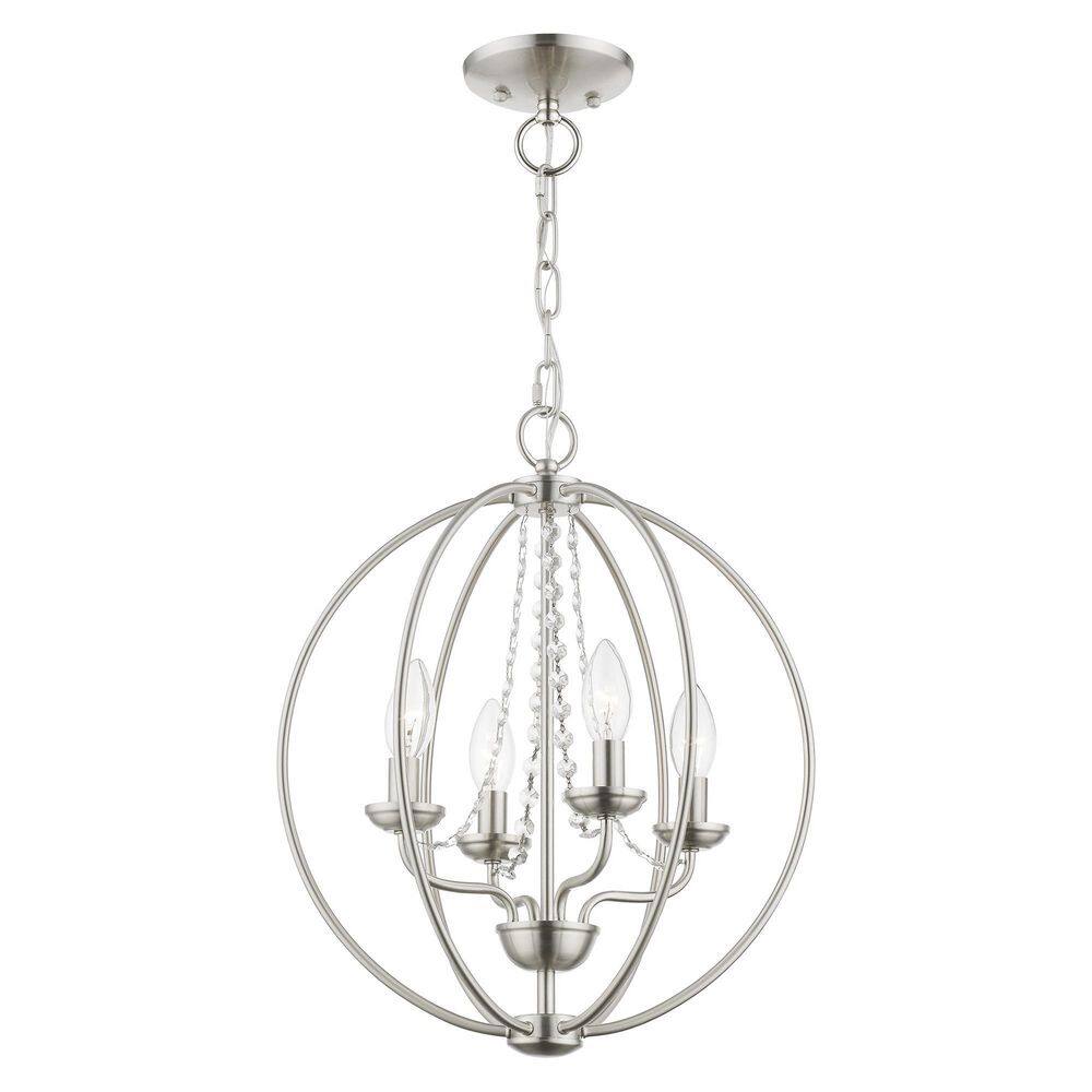 Arabella Brushed Nickel and Crystal 4-Light Chandelier
