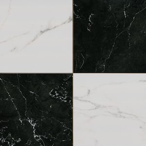 Nero Carrara Chextile 17 in. x 17 in. Matte Porcelain Checkered Stone Look Floor and Wall Tile (365.82 sq. ft./Pallet)