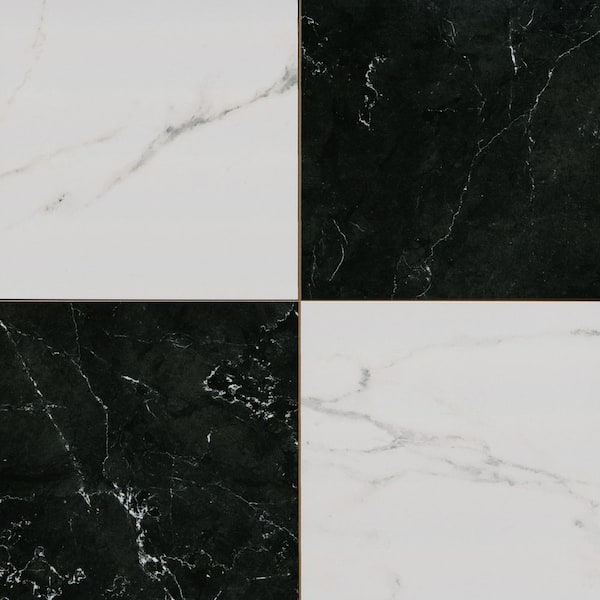 MSI Nero Carrara Chextile 17 in. x 17 in. Matte Porcelain Checkered Stone Look Floor and Wall Tile (365.82 sq. ft./Pallet)