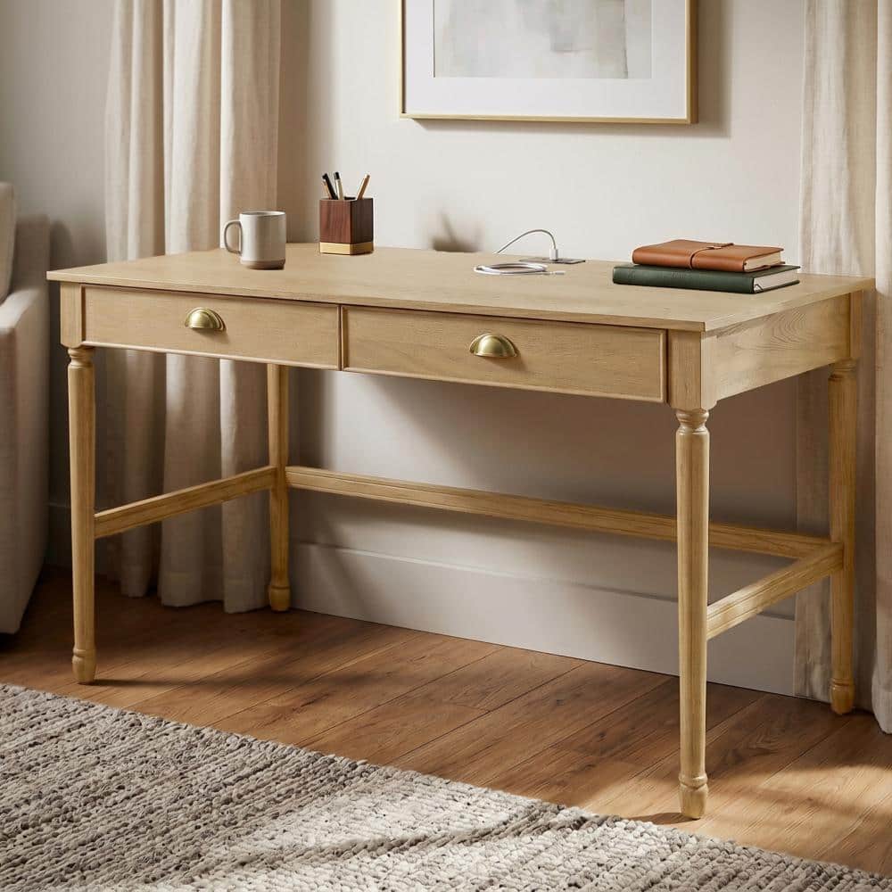 Natural 60 in. Writing Desk with Drawers and Built-In Power Station price history on PriceWatchPro
