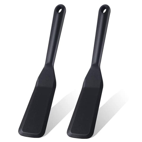 2 Pack Black Silicone Heat Resistant Thin Omelet Turner for Nonstick Cookware Pancake Pizza Steak Crepe