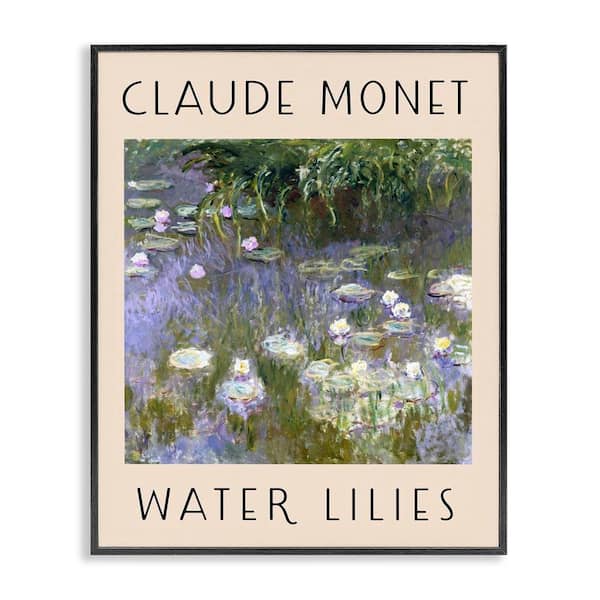 Classic Monet Water Lilies by Daphne Polselli Black Framed Nature Giclee Art Print 20 in. x 16 in.