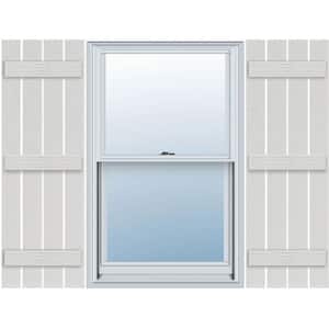 23 in. x 91 in. Polyurethane Rustic 4-Board Spaced Board and Batten Shutters Faux Wood Pair in Primed