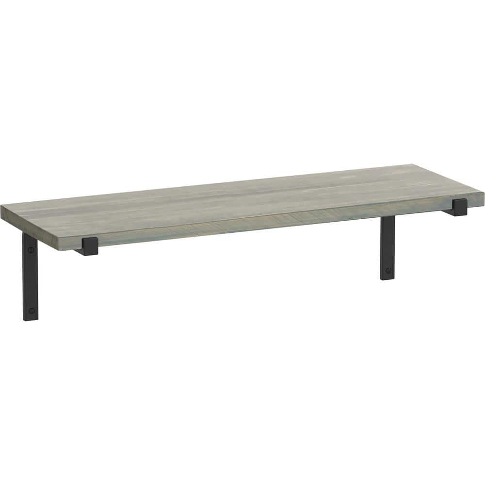 6 in. x 24 in. x 8 in. Grey Stained Solid Pine Decorative Wall Shelf with Matte Black Wraparound Steel Brackets price history on PriceWatchPro