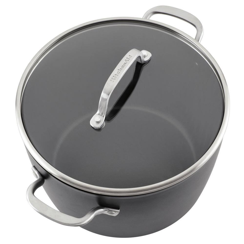 8-Quart, Matte Black Hard-Anodized Induction Nonstick Stockpot with Lid - thumbnail 9