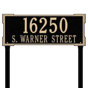 Rectangular Roanoke Estate Lawn 2-Line Address Plaque - Black/Gold