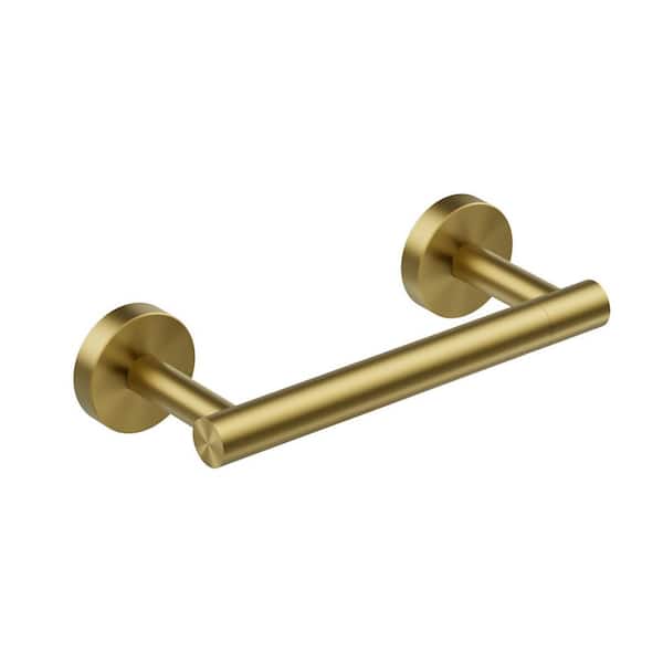 Double Post Pivoting Wall Mounted Towel Bar Toilet Paper Holder in Gold