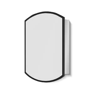 Black 16 in. W x 26 in. H Surface or Recessed Mount Rectangular Aluminum Curved Medicine Cabinet with Mirror