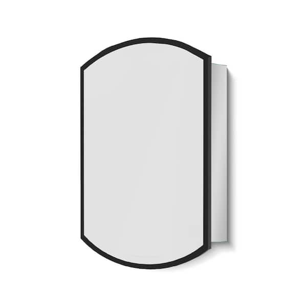Cesicia Black 16 in. W x 26 in. H Surface or Recessed Mount Rectangular Aluminum Curved Medicine Cabinet with Mirror