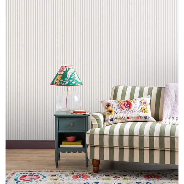 Chirico Lavender Purple Ticking Stripe Wallpaper Sample