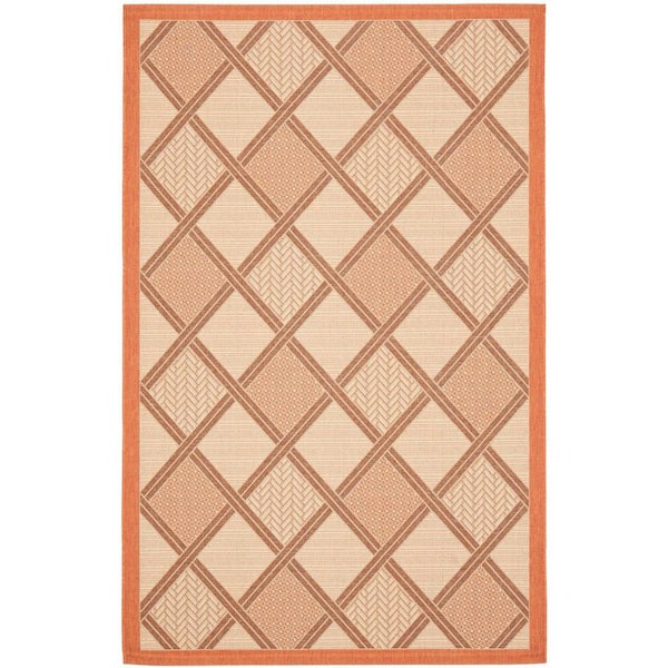 SAFAVIEH Courtyard Cream/Terracotta 7 ft. x 10 ft. Indoor/Outdoor Area Rug