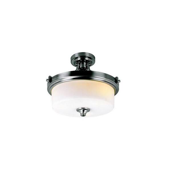 Bel Air Lighting Cabernet Collection 3-Light Brushed Nickel Semi-Flush Mount Light with White Frosted Shade