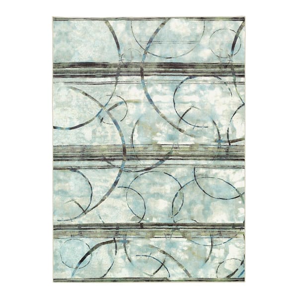 Mohawk Home Seafoam Panoramic Blue 7 ft. 6 in. x 10 ft. Indoor Area Rug