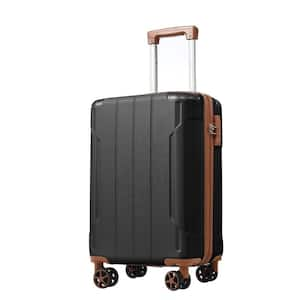 21.5 in. Black Brown ABS Hardside Luggage Spinner 20 in. Suitcase, 3-Digit TSA Lock, Telescoping Handle, Wrapped Corner