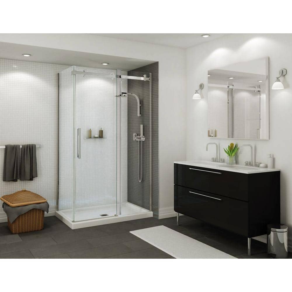 Halo 48'' Semi-Frameless Sliding Shower Door with Clear Tempered Glass