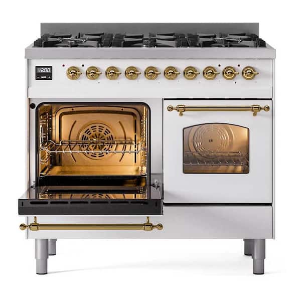Nostalgie II 40 in. Freestanding Dual Fuel Range with 6 Burners, Double Ovens in White