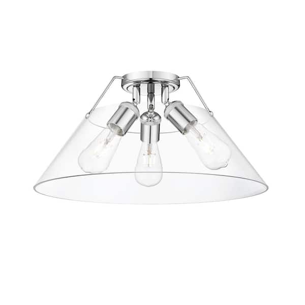 Orwell 18.75 in. 3-Light Chrome and Clear Glass Flush Mount