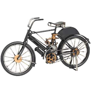 6 in. Black Metal Handmade Vintage Style Bike Sculpture with Gold and Silver Accents