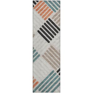 Mayfield Premium Machine Washable Abstract AMF2339 Dune 2 ft. x 7 ft. Runner Rug