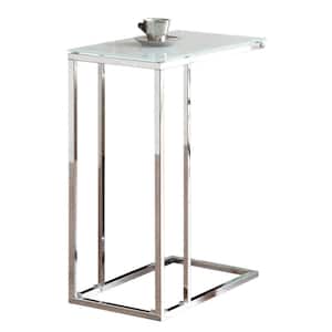Chrome and White Glass Top Snack Table