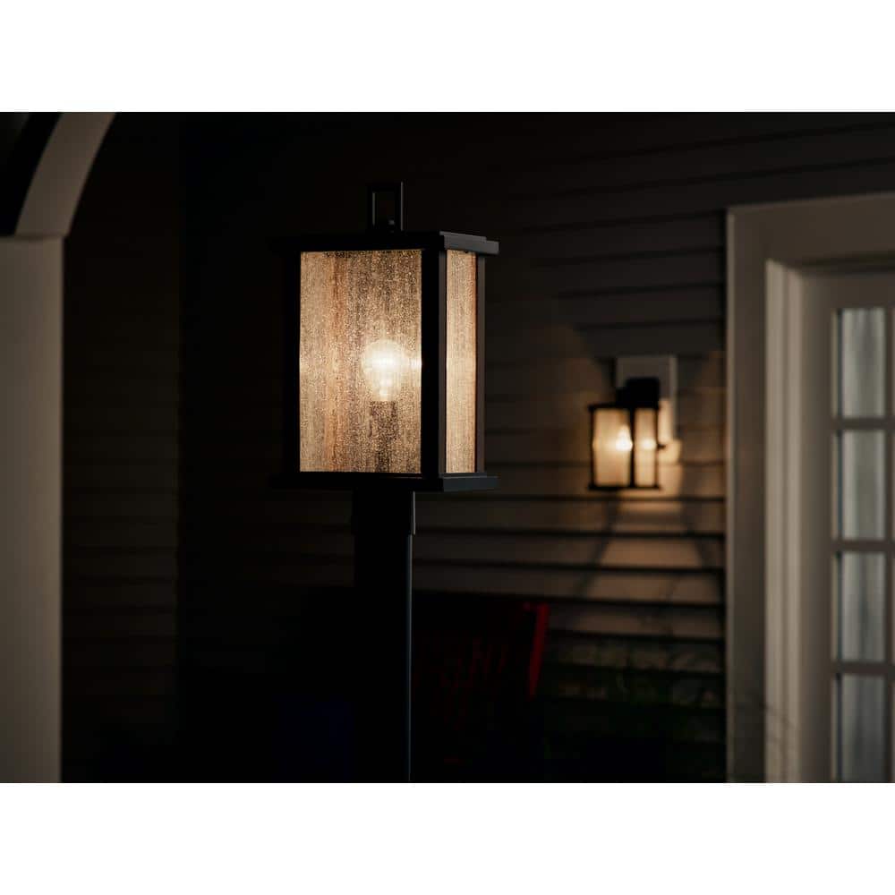 Marimount Black and Clear Glass Outdoor Post Light