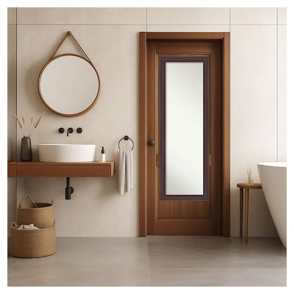 Grand Cherry Narrow 17.75 in. x 51.75 in. Non-Beveled Casual Rectangle Framed Full Length On the Door Mirror