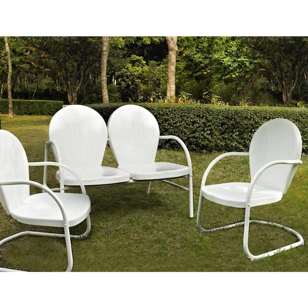 CROSLEY FURNITURE Griffith White 3-Piece Metal Conversation Seating Set