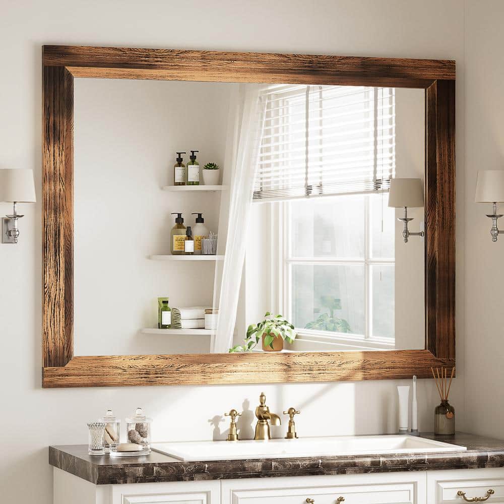 GLSLAND 30 in. W x 40 in. H Large Rectangular Wooden Dark Framed
