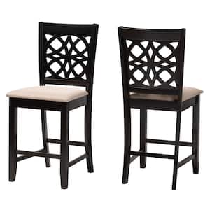 Abigail 42.5 in. Beige and Dark Brown Wood Counter Height Bar Stool (Set of 2)