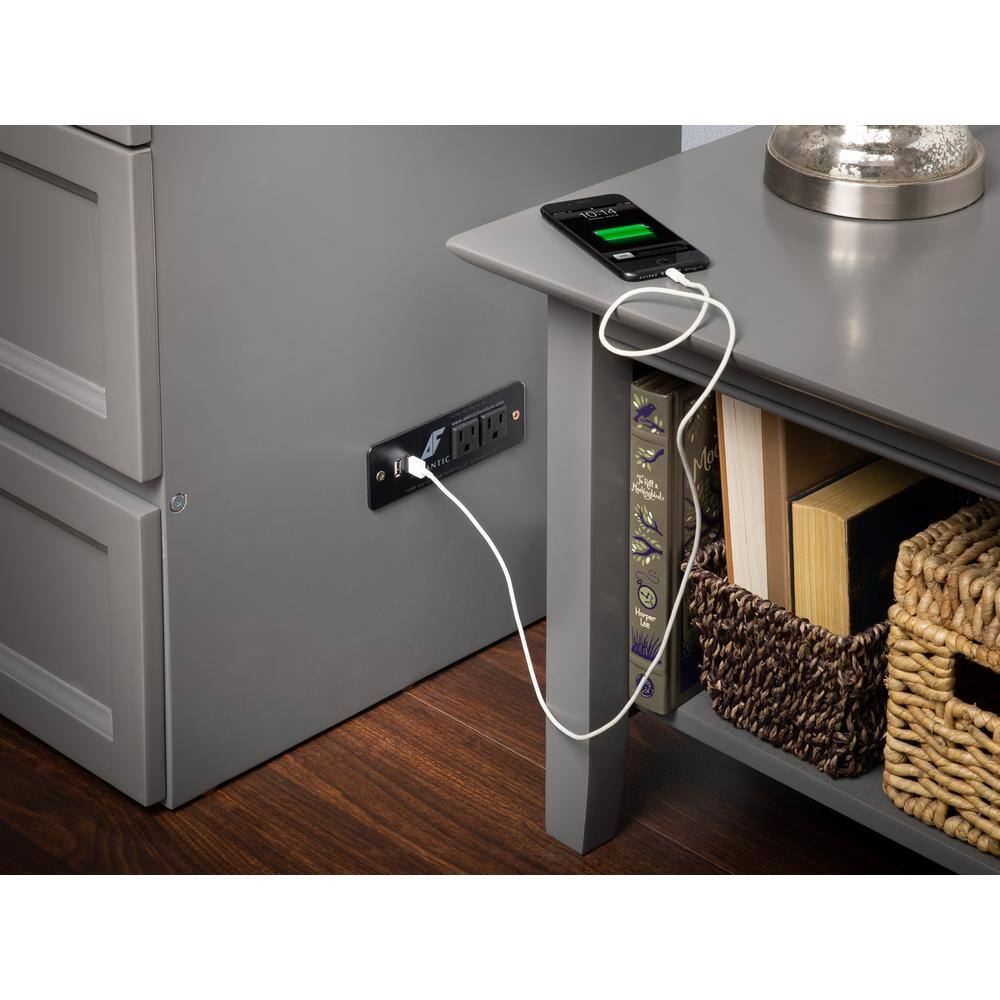 Deerfield Gray Farmhouse Queen Murphy Bed Chest with Charging Station