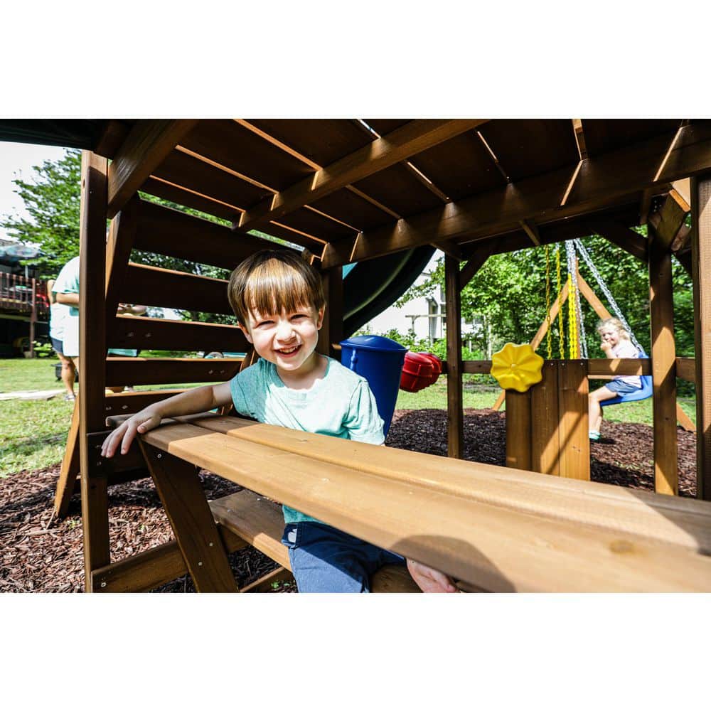 Knightsbridge Wooden Swing Set with Slides and Monkey Bars