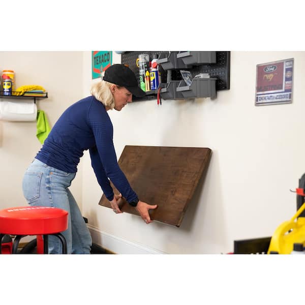 Wakefield Foldable Workbench Dark Wood Tabletop with Black