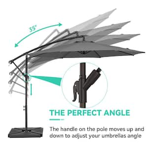 10 ft. Steel Cantilever Patio Umbrella with weighted base in Gray