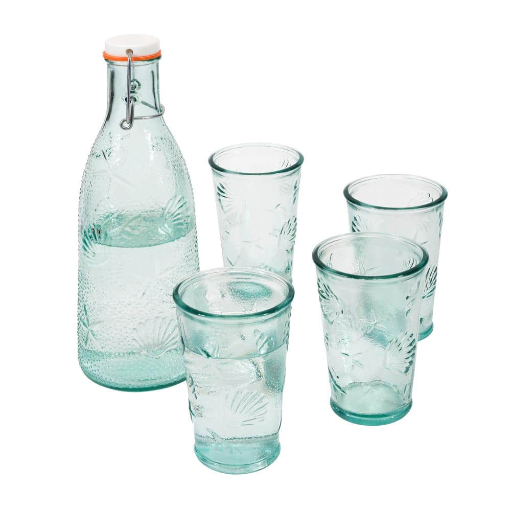 Upcycled Drinkware Set Repurposed Vodka Bottle Sustainable Glassware Jug  With Glasses Home Bar Gift Carafe Set With Glassware 