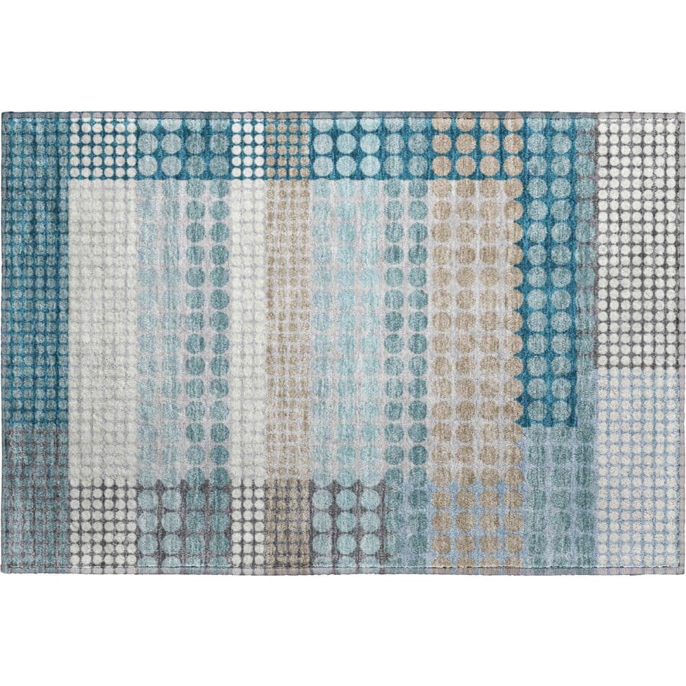 Mayfield Premium Machine Washable Abstract AMF2445 Teal 2 ft. x 3 ft. Accent Rug price history on PriceWatchPro