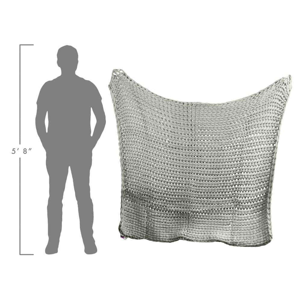 Luxurious Baby Unisex Chunky Knit Wool Throw, Reversible Grey