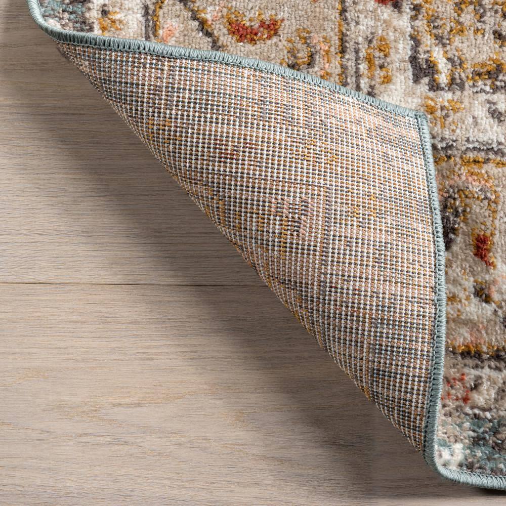 Beige 4x6ft Vintage Medallion Easy-Care Synthetic Rug