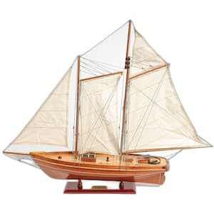 Wood Hand Painted Yacht Model Sculpture