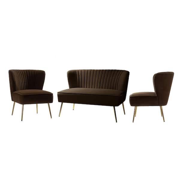 JAYDEN CREATION Carmita 3-Piece Brown Living Room Set