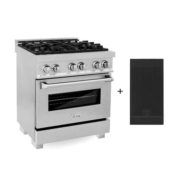ZLINE Kitchen and Bath 30 in. Legacy Dual Fuel Range with 4 Burner Cooktop and Electric Convection Oven in Satin Stainless Steel with Griddle
