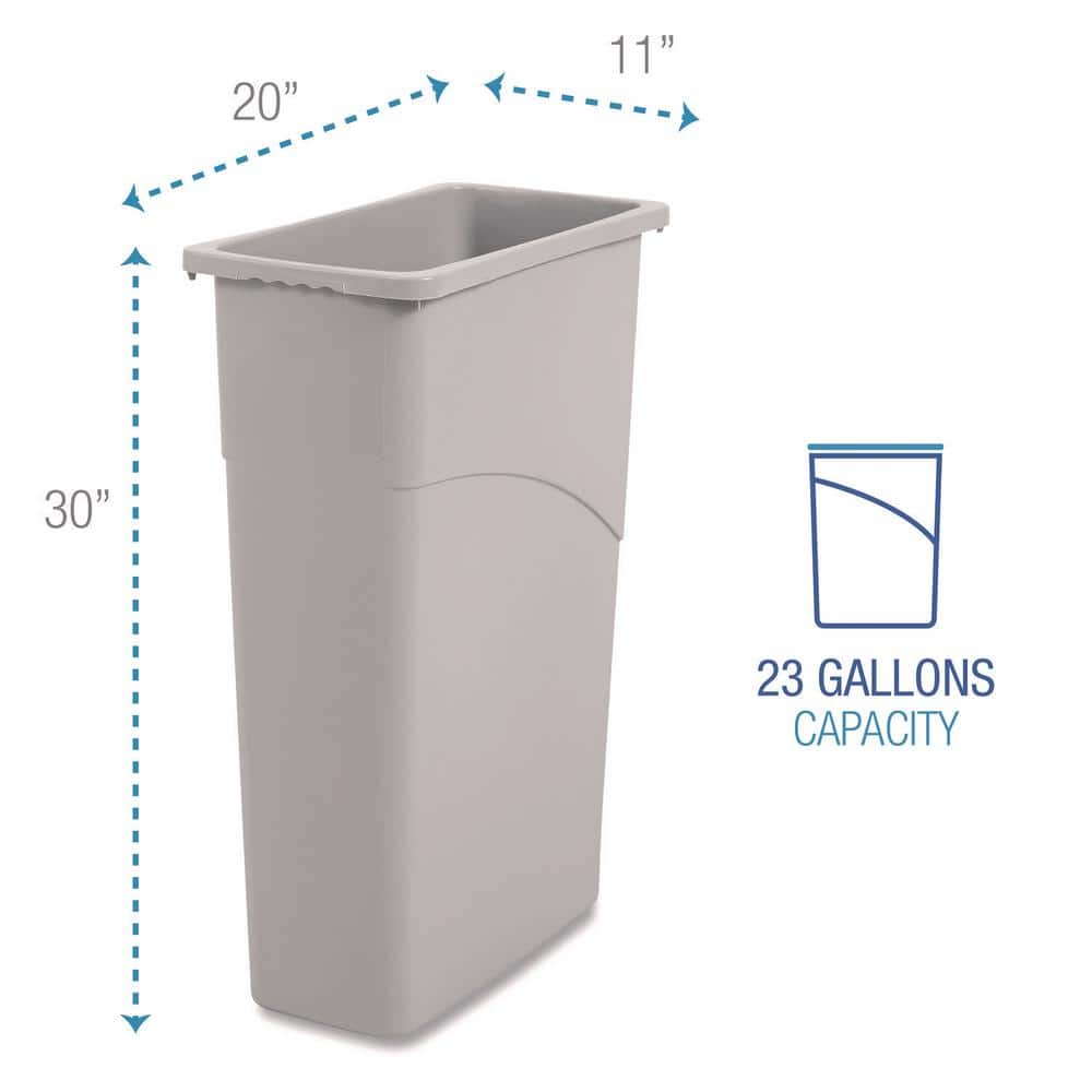 Slim Gray Plastic 23 Gallon Waste Container