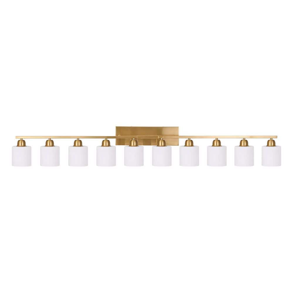 65 in. 10-Light Gold Modern Vanity Light Over Mirror, Wall Sconces with Milky White Frosted Glass Shades price history on PriceWatchPro