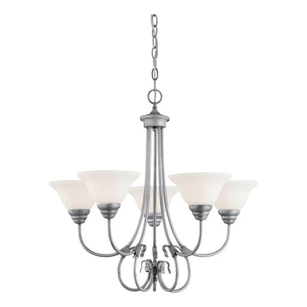 Rubbed Silver Chandelier 1365 Rs, Chandelier With 5 Lights