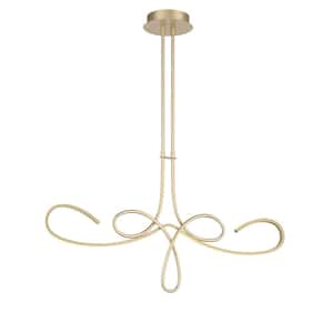 Astor 125-Watt Equivalence Integrated LED Soft Gold Island Chandelier with Etched Silicone Diffuser